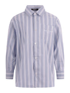 Camicia per bambino Balmain Kids azzurra con motivo a righe BY5P30 P0592 685BC BALMAIN KIDS 