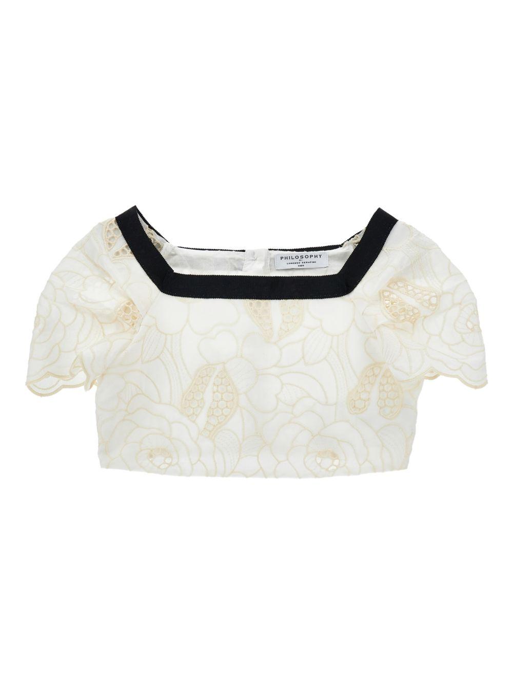 T-shirt per bambina Philosophy di Lorenzo Serafini Kids bianca con scollo quadrato I1G309 7947 0102 PHILOSOPHY 