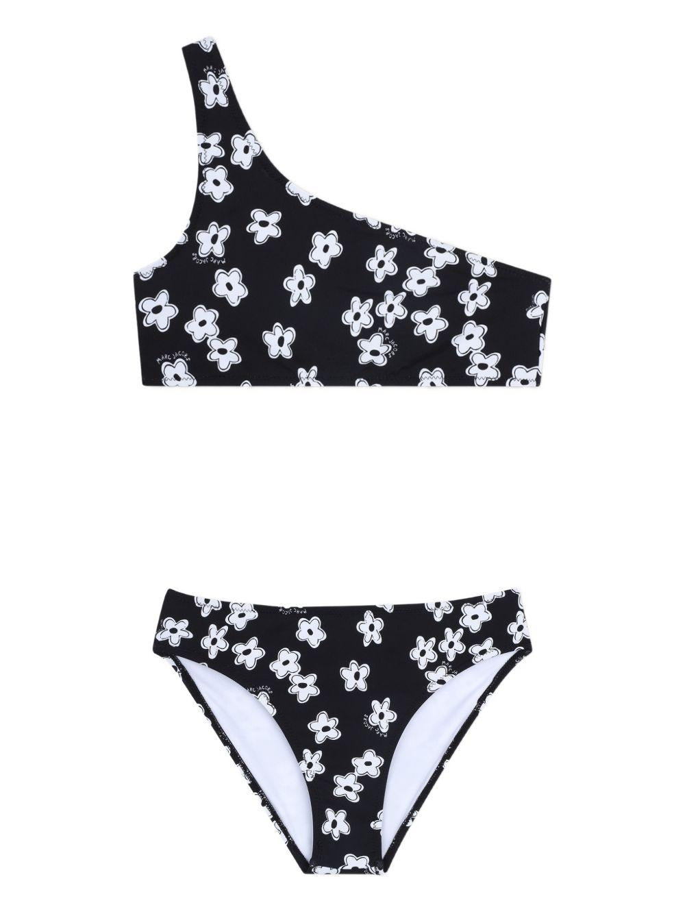 Set due pezzi bikini per bambina The Marc Jacobs Kids nero con stampa fiori W60758 09B THE MARC JACOBS KIDS 