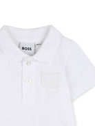 Tutina per neonato Boss Kids bianca con dettaglio applicato J53033 10P BOSS KIDS 