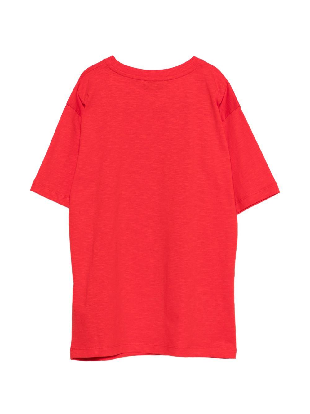 T-shirt per bambini Moschino Kids rossa con stampa logo ondulata HXM05GLAA52 50109 MOSCHINO KIDS 