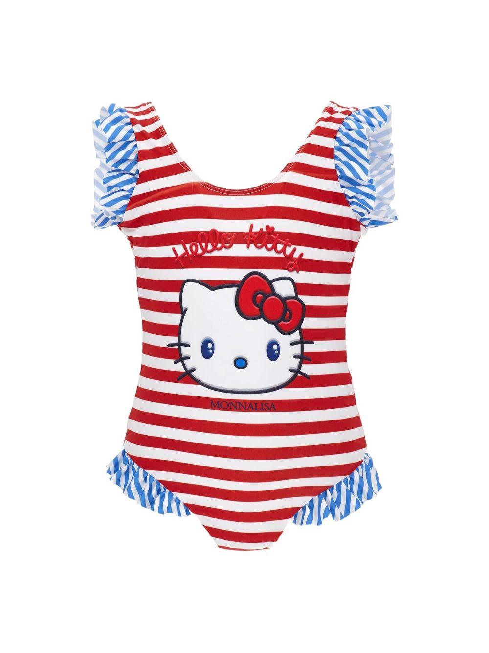 Costume intero per bambina Monnalisa x Sanrio Hello Kitty bianco e rosso a righe 19G001 7050 4499 MONNALISA 