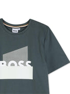 T-shirt per bambino Boss Kids grigio con stampa grafica J52978 68C BOSS KIDS 