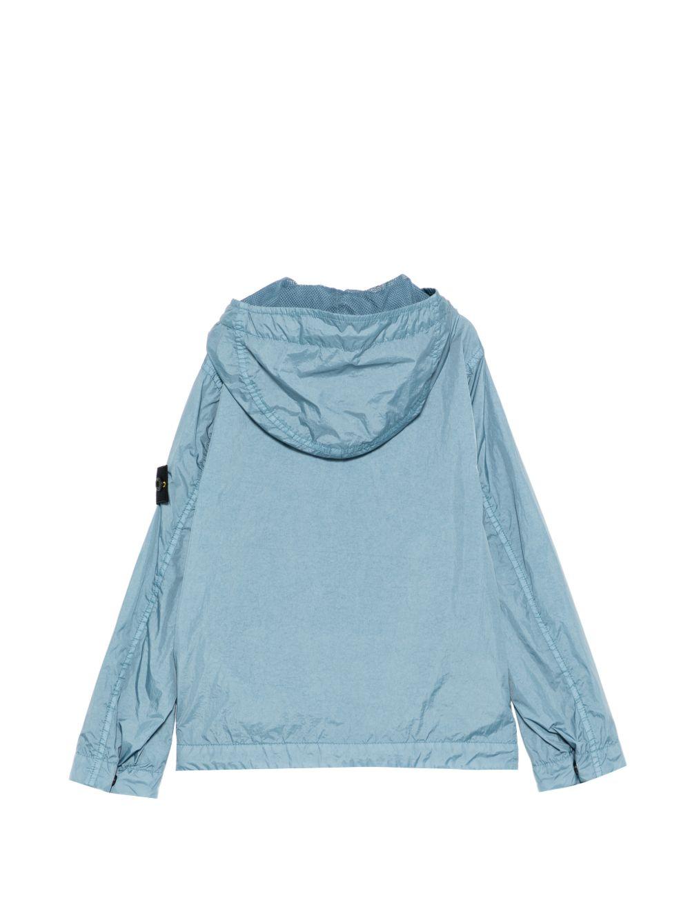 Giacca per bambino Stone Island Junior azzurro con cappuccio L1S164100003S0A23 V004A STONE ISLAND JUNIOR 