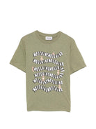 T-shirt per bambini Moschino Kids verde con stampa logo ondulata HXM05GLAA52 30037 MOSCHINO KIDS 