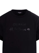 T-shirt per bambino Balmain Kids nera con logo sul fronte BY8B11 Z3672 930NE BALMAIN KIDS 