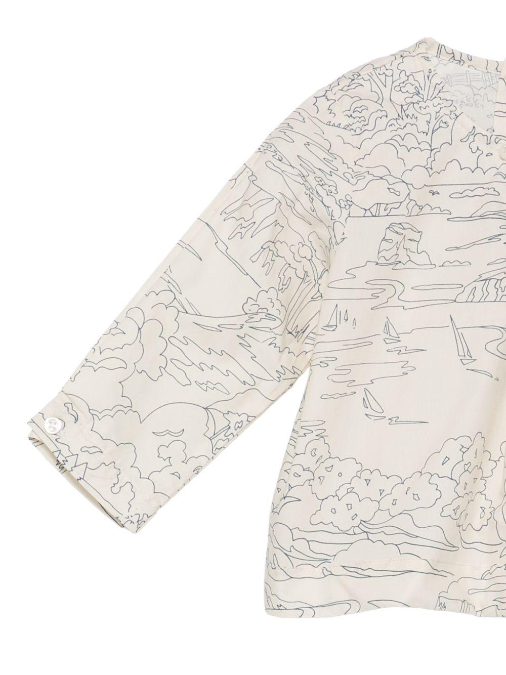 Camicia per neonata Bonpoint beige con stampa grafica all-over S06YSHW00013 677 BONPOINT 