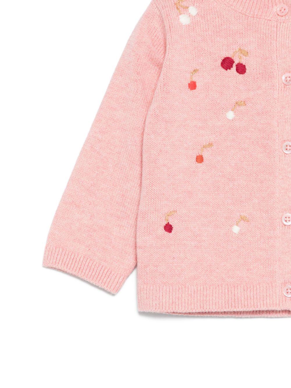 Cardigan per neonata Bonpoint rosa con ricamo ciliegie S06XCAK00007 124A BONPOINT 