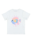 T-shirt per bambina Stella McCartney Kids bianca constampa grafica sul davanti TY8A61 Z0434 100 STELLA McCARTNEY KIDS 