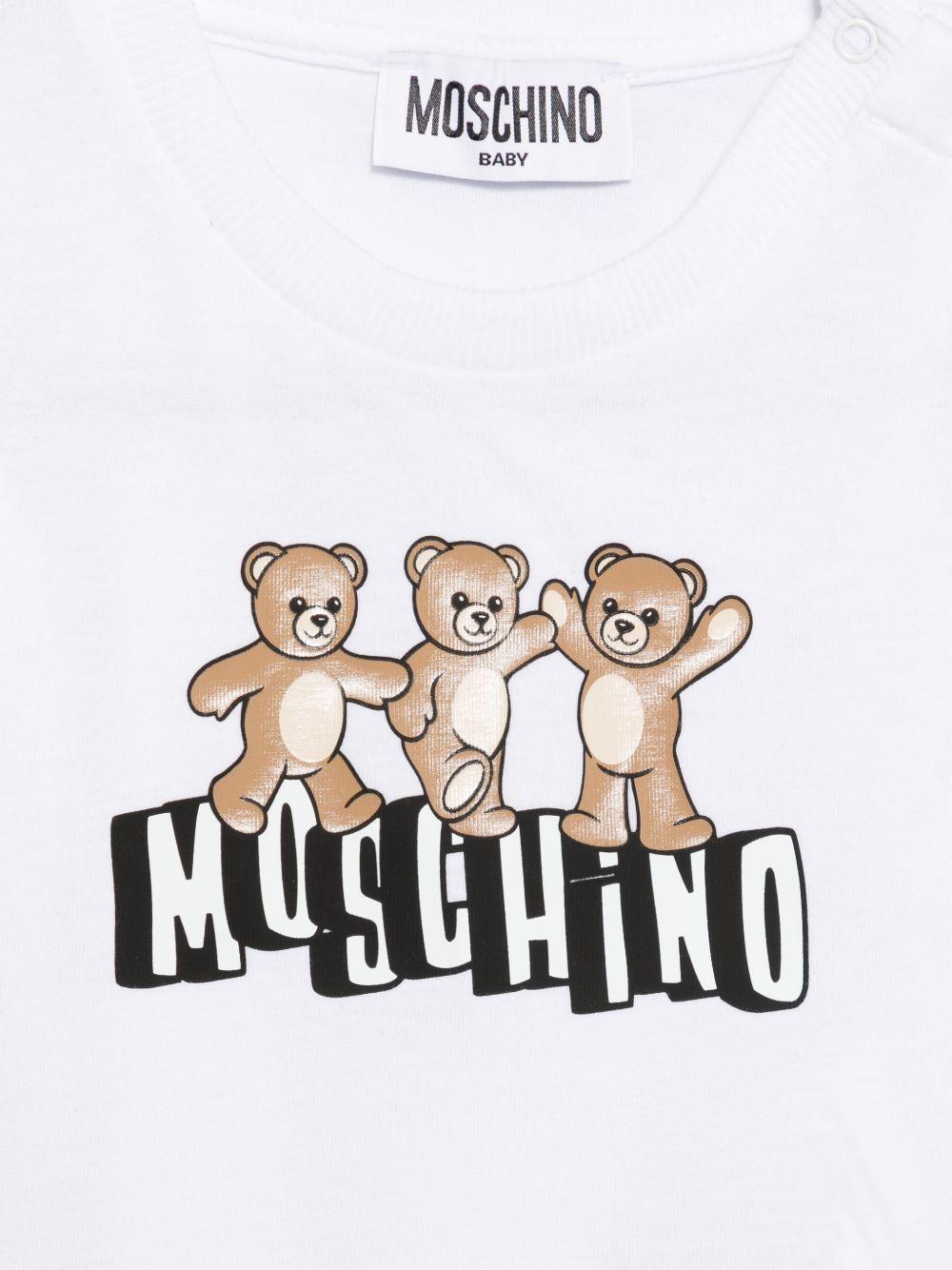 T-shirt per neonata Moschino Kids bianca con stampa orsetti MDM03QLAA17 10101 MOSCHINO KIDS 