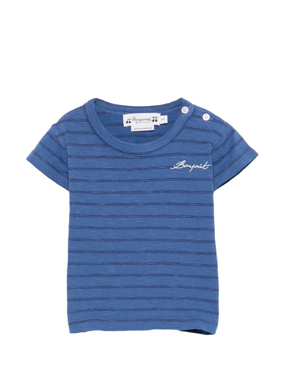 T-shirt per neonato Bonpoint blu con design a righe S06YTSK00005 273 BONPOINT 