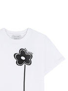 T-shirt per bambina The Marc Jacobs Kids bianca con applicazione a fiore W60735 10P THE MARC JACOBS KIDS 