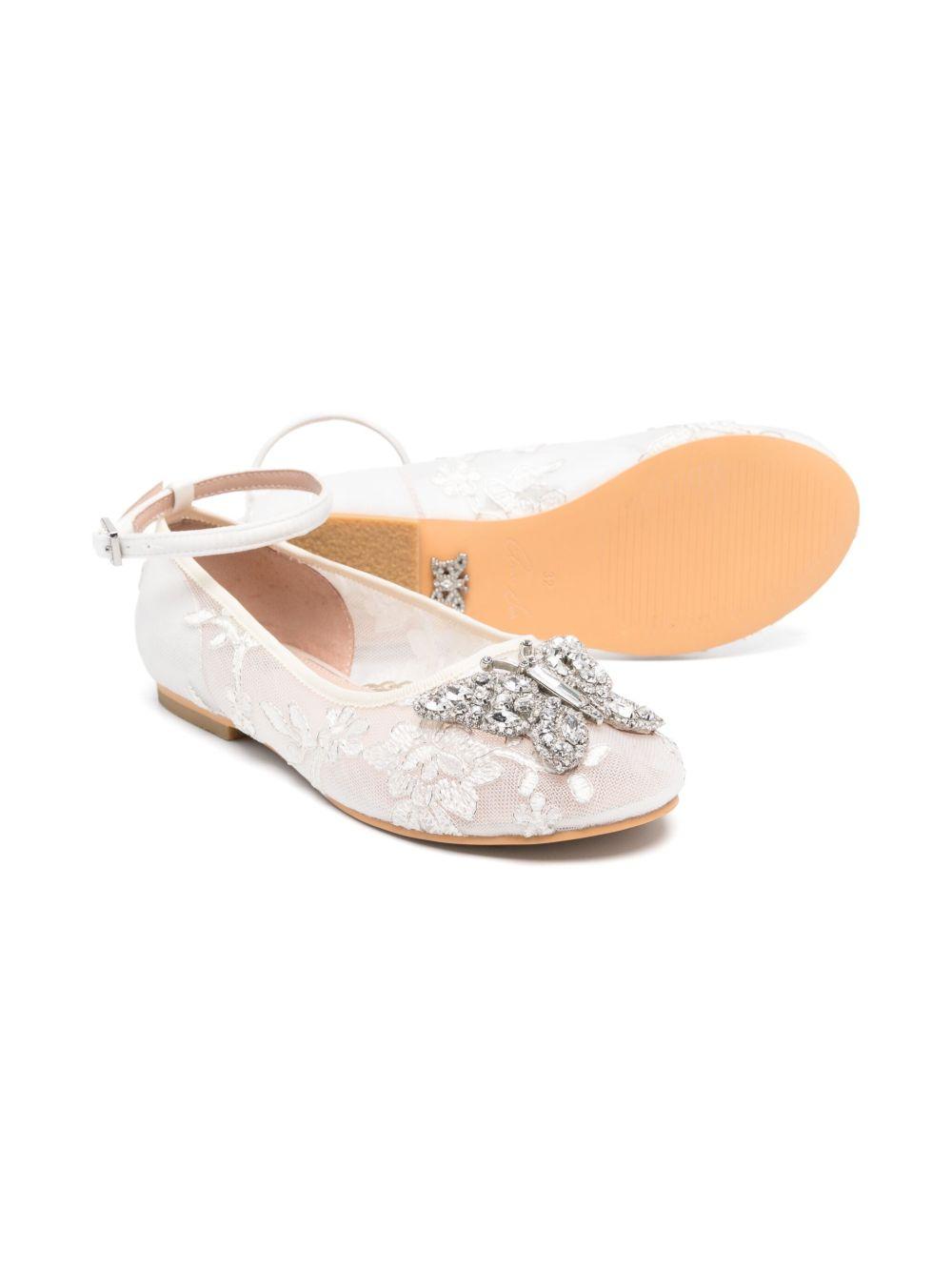 Ballerine per bambina Aruna Seth bianche con ricamo e decorazione in cristalli AS76 IVORY ARUNA SETH 