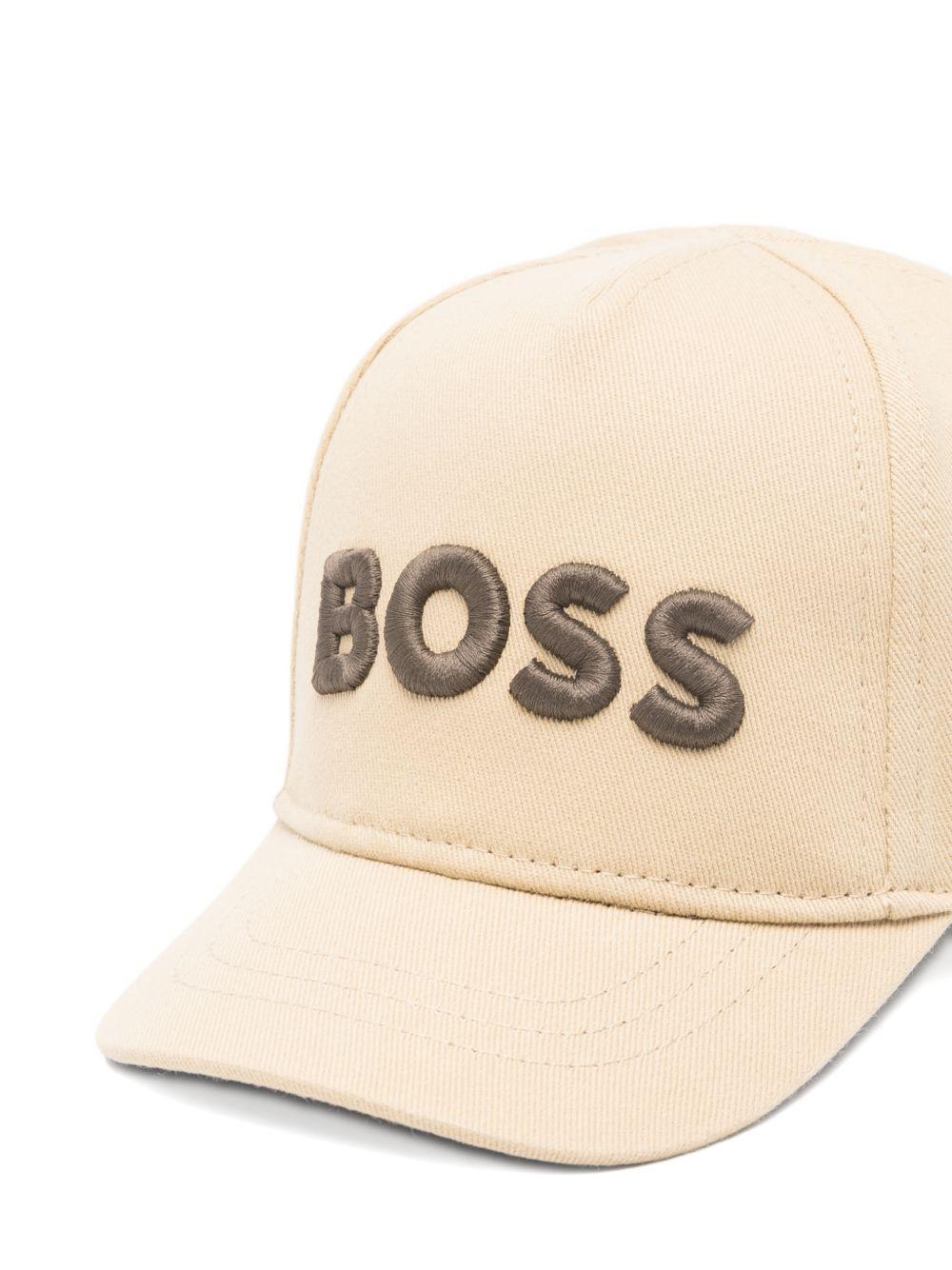 Cappello per neonato Boss Kids beige con logo sul davanti J53142 249 BOSS KIDS 