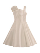 Abito per bambina Monnalisa beige monospalla con fiocco 71G901 7304 0092 MONNALISA 