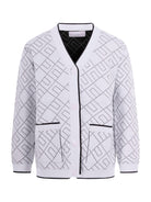 Cardigan per bambina Elisabetta Franchi La Mia Bambina bianco con motivo logo all-over EFMA182CFL229 D759 ElISABETTA FRANCHI 