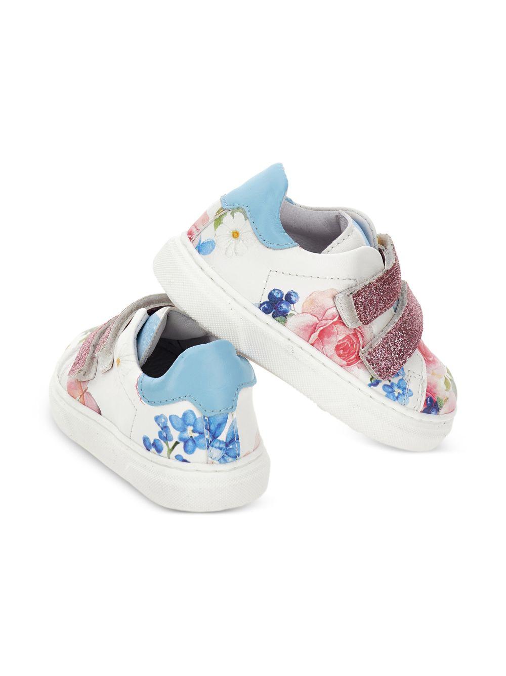 Sneakers per bambina Monnalisa bianche a fiori con glitter 83G002 7702 9990 MONNALISA 