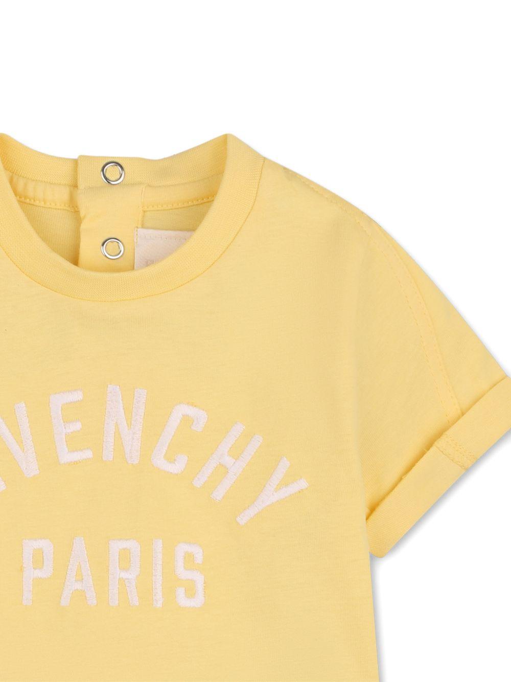 T-shirt per neonato Givenchy Kids gialla con ricamo logo H31230 524 GIVENCHY KIDS 
