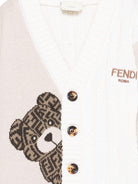 Cardigan per neonati Fendi Kids beige con ricamo orsetto BUG208 AVVX F1UCS FENDI KIDS 