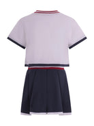 Set due pezzi t-shirt gonna  plissettata per bambina Monnalisa blu con stampa grafica sul davanti 19G502 7006 9956 MONNALISA 