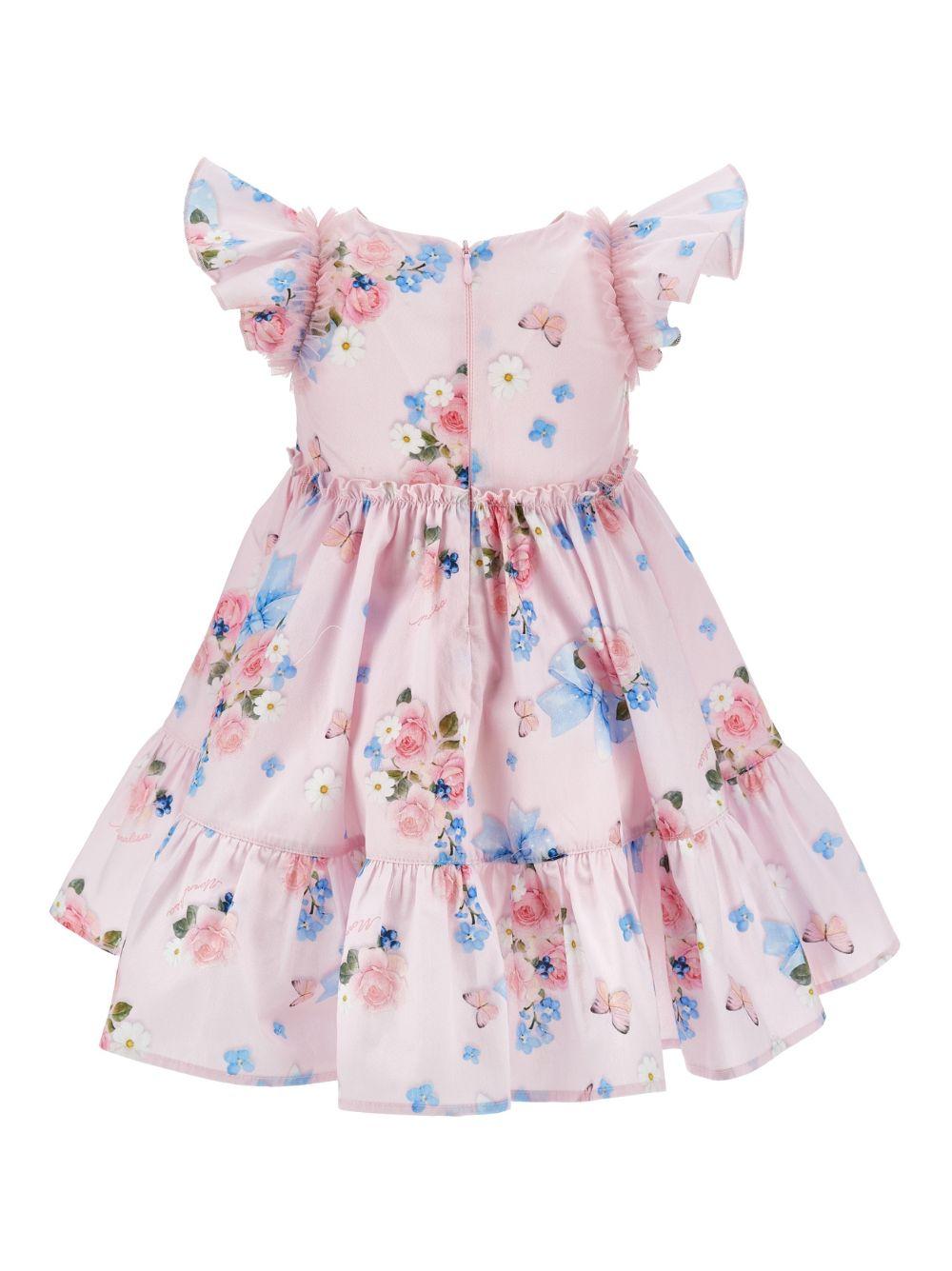 Abito per neonata Monnalisa rosa a fiori con ruches 31G904 7656 0090 MONNALISA 