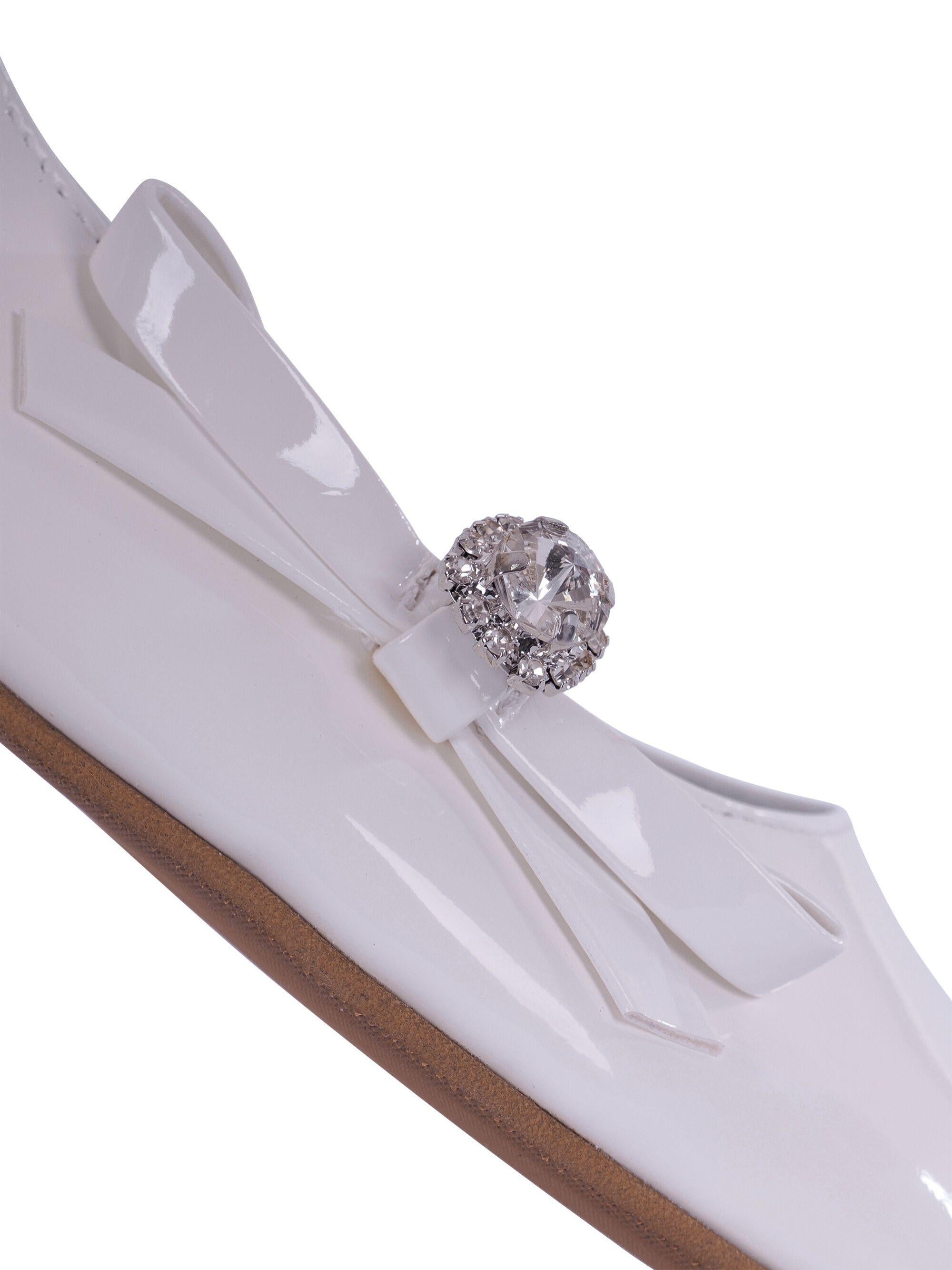 Ballerine per bambina Monnalisa bianche con fiocco e cristalli 87G000 7706 0099 MONNALISA 