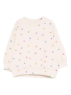 Molo baby girl's white sweatshirt with all-over heart print