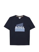 T-shirt per bambino Boss Kids blu con stampa grafica J52978 849 BOSS KIDS 