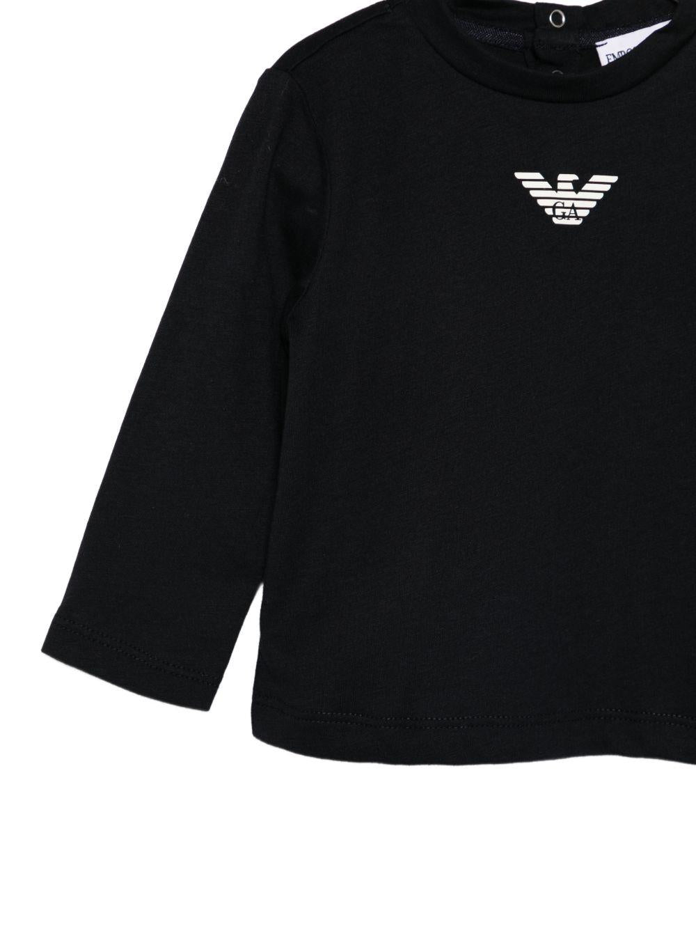 T-shirt per neonato Emporio Armani Kids blu con logo Aquila sul davanti EB000418 AF15013 MB250 EMPORIO ARMANI KIDS 