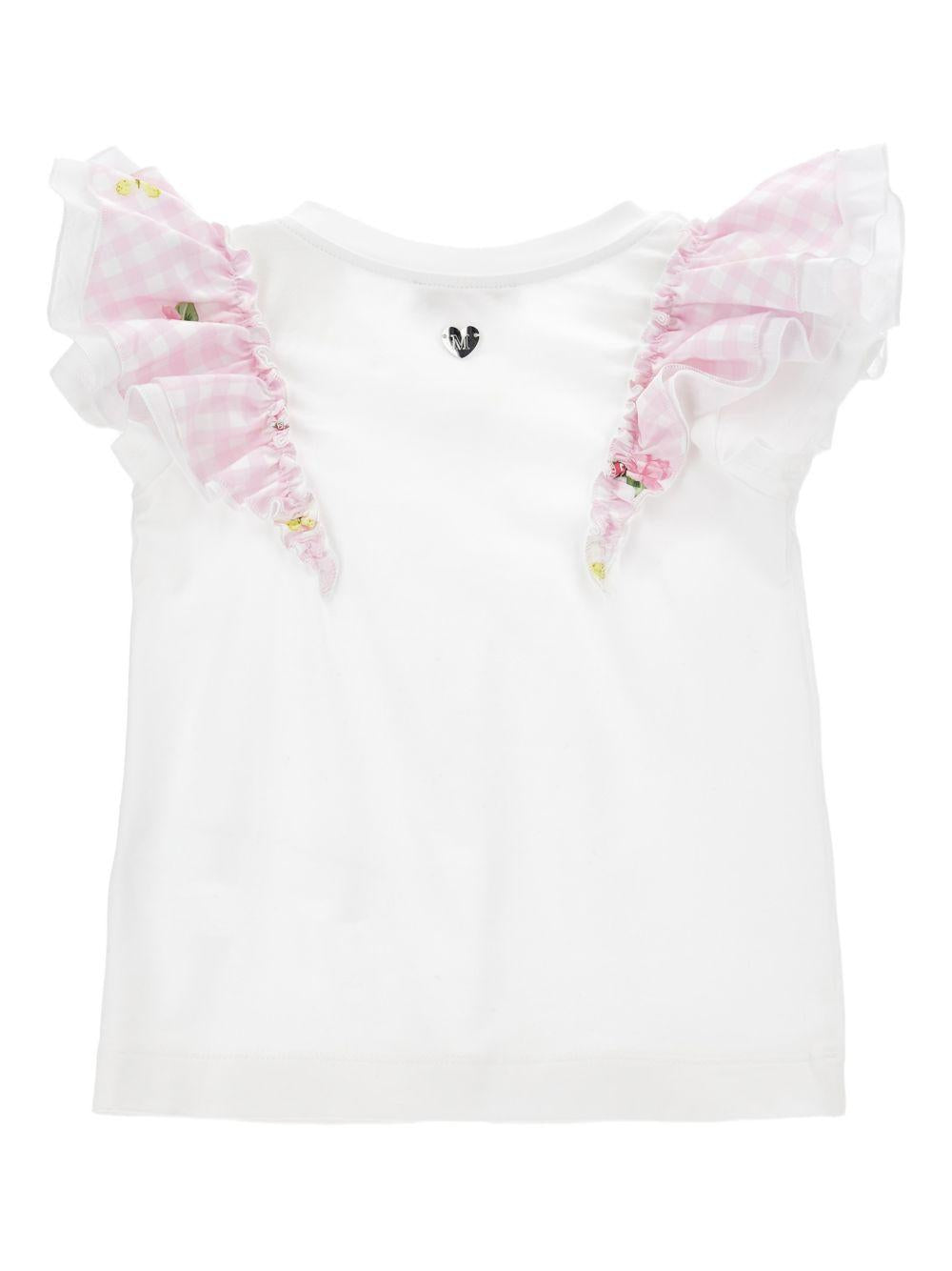 T-shirt per bambina Monnalisa bianca con ruches 11G604 7201 9990 MONNALISA 