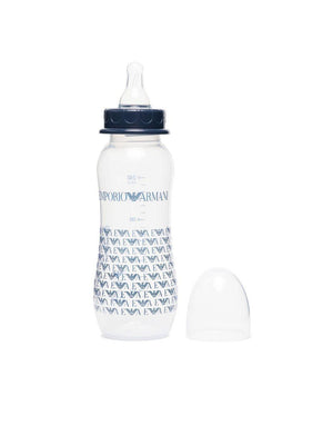 Biberon per neonato Emporio Armani Kids blu con stampa monogramma del logo