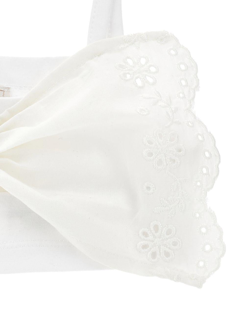 Top per bambina Monnalisa bianco con dettaglio fiocco ricamato 17G302 7043 0099 MONNALISA 