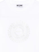 T-shirt per bambini Moschino Kids bianca con logo a spirale sul davanti HXM058LAA02 10101 MOSCHINO KIDS 
