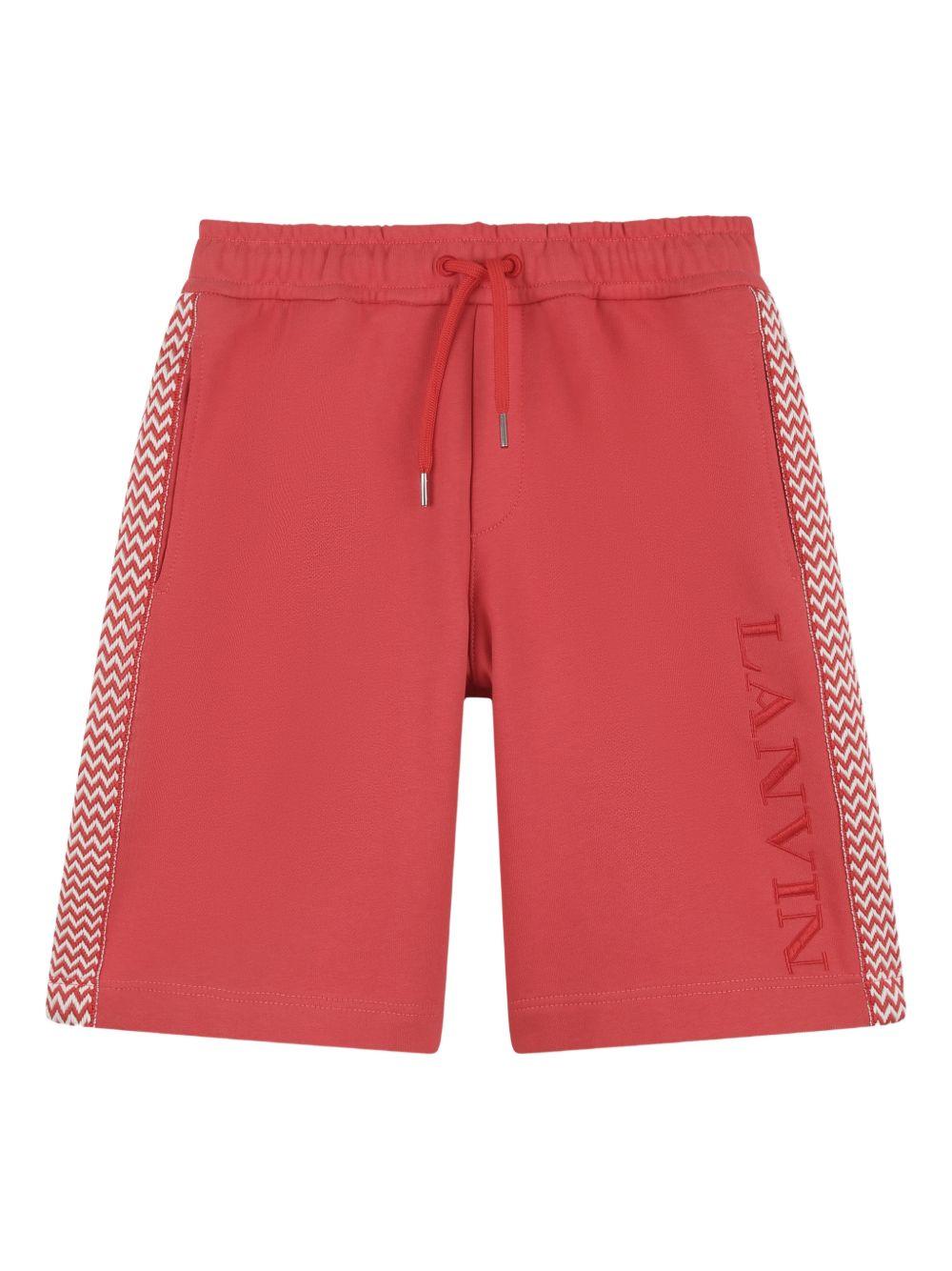 Shorts per bambino Lanvin Enfant rosso con coulisse e logo N30378 998 LANVIN 