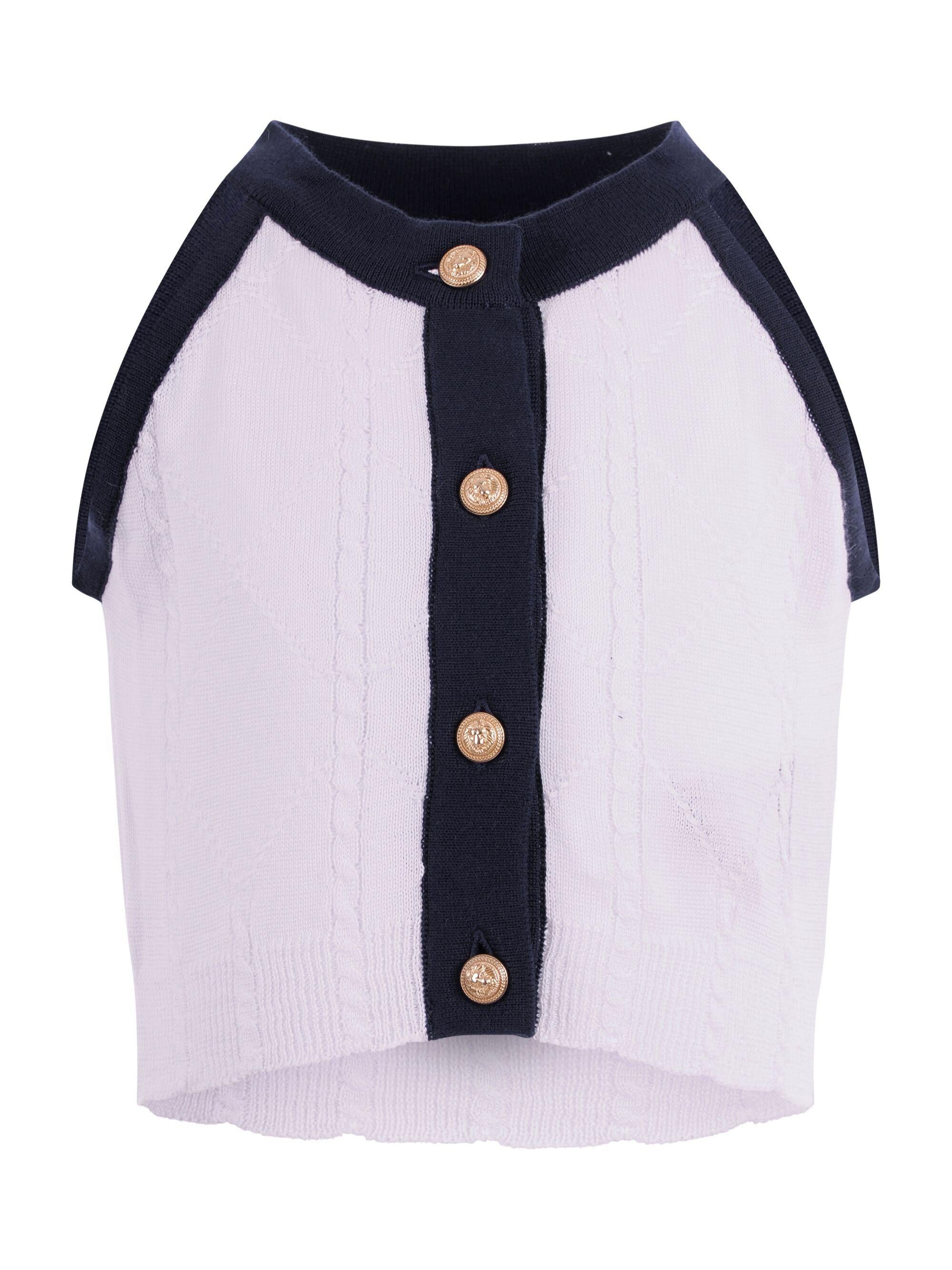 Canotta per bambina Balmain Kids bianca e nera con dettagli bottoni dorati BY9A32 X0018 100BL BALMAIN KIDS 