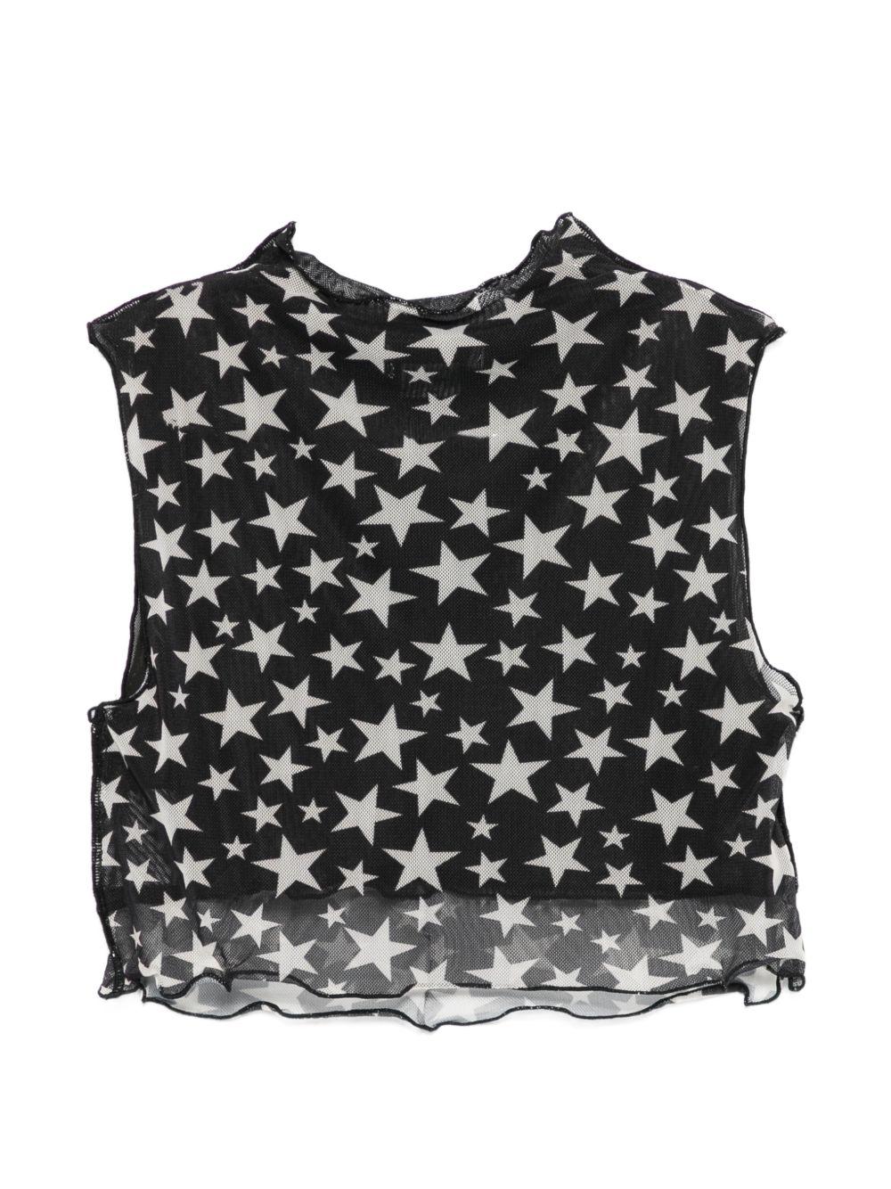 Top per bambina Stella McCartney Kids nero con stampa stelle all-over TY8C52 Z3483 930AV STELLA McCARTNEY KIDS 