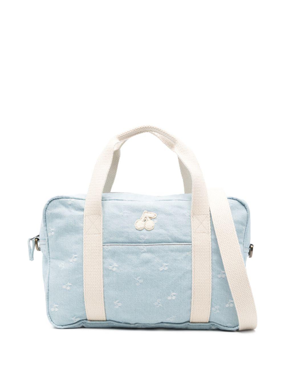 Borsa fasciatoio per neonati Bonpoint azzurra con logo ricamato all-over S06GBAW00011 610 BONPOINT 