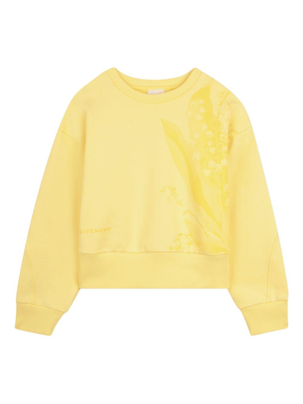 Felpa per bambina Givenchy Kids gialla con stampa a fiori H31145 524 GIVENCHY KIDS 