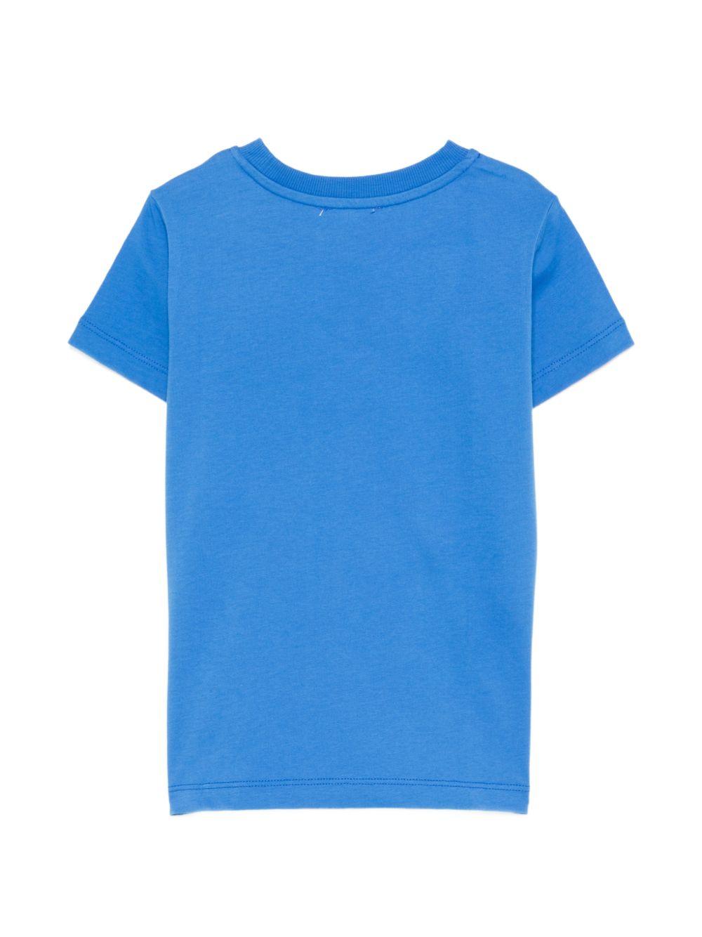 T-shirt per bambini Moschino Kids azzurra con ricamo Teddy Bear HTM058LAA24 40630 MOSCHINO KIDS 