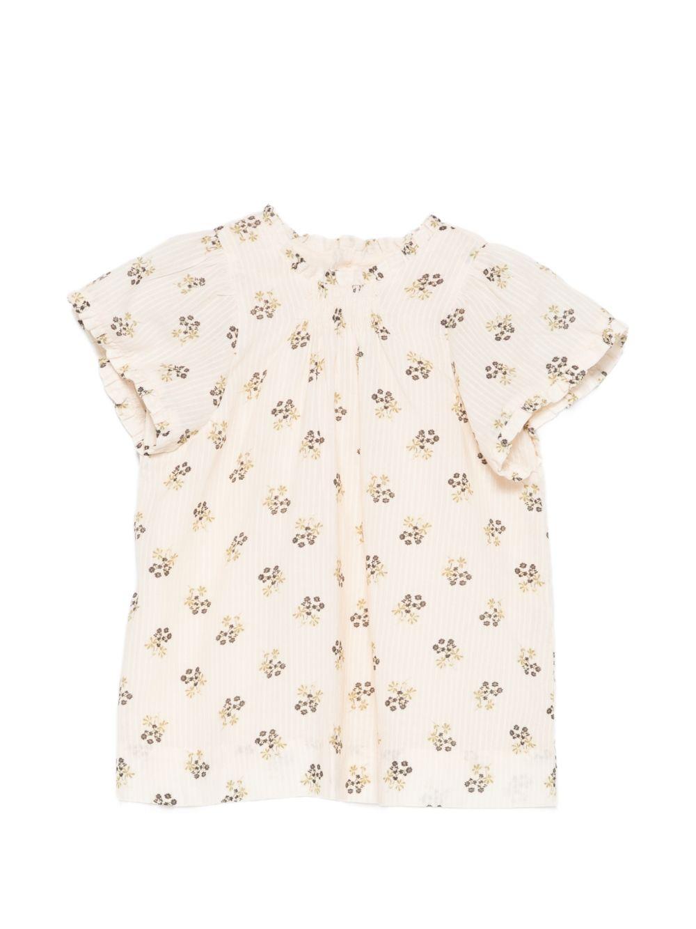 Abito per neonata Bonpoint beige con stampa a fiori all-over S06XDRW00009 503 BONPOINT 