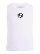 Canotta per bambina Stella McCartney Kids bianca con logo sul davanti a contrasto TY8B92 Z2016 100 STELLA McCARTNEY KIDS 