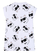 Abito per neonata Karl Lagerfield Kids bianca con stampa grafica gatto all-over Z31260 10P KARL LAGERFELD KIDS 