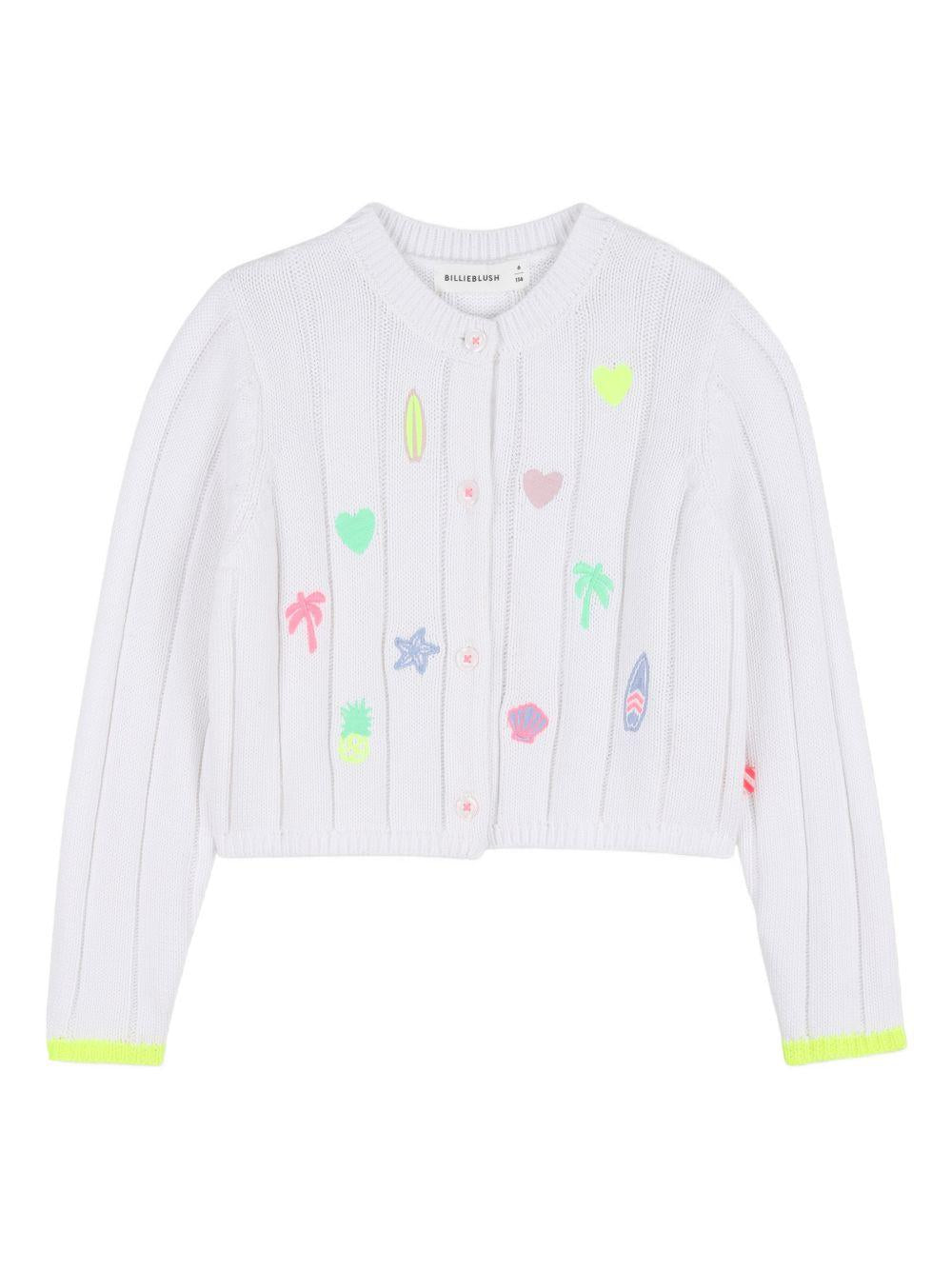 Cardigan per bambina Billieblush bianco con ricamo U21912 10P BILLIEBLUSH 