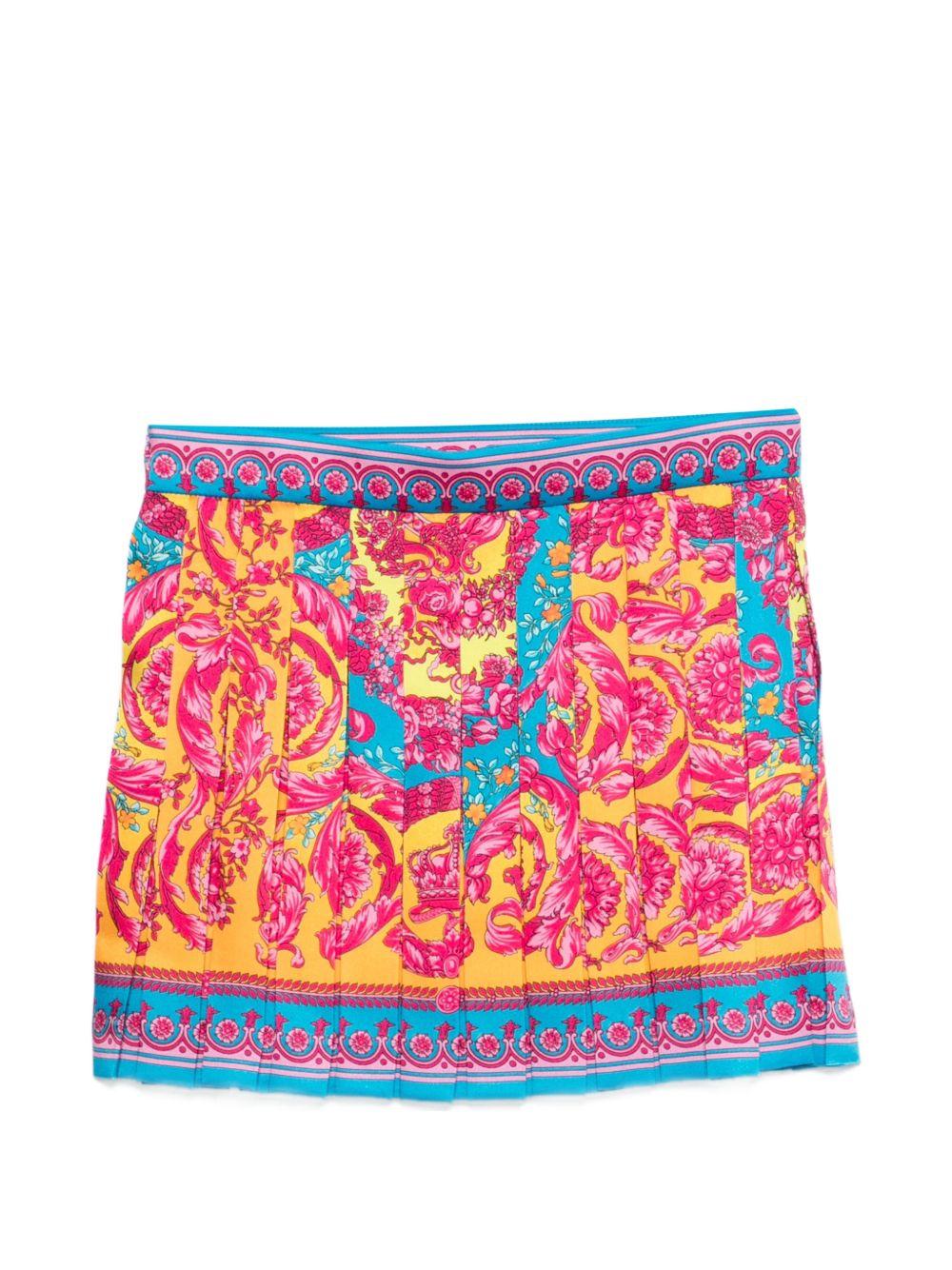 Gonna plissettata per bambina Versace Kids multicolore con stampa a fiori 10181291A16903 5PF70 VERSACE KIDS 