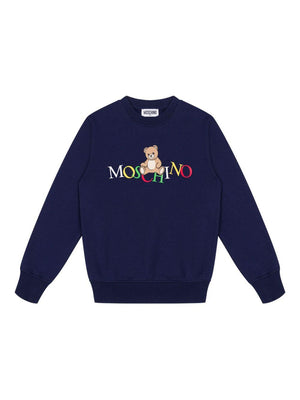 Felpa per bambino Moschino Kids blu con motivo Teddy Bear