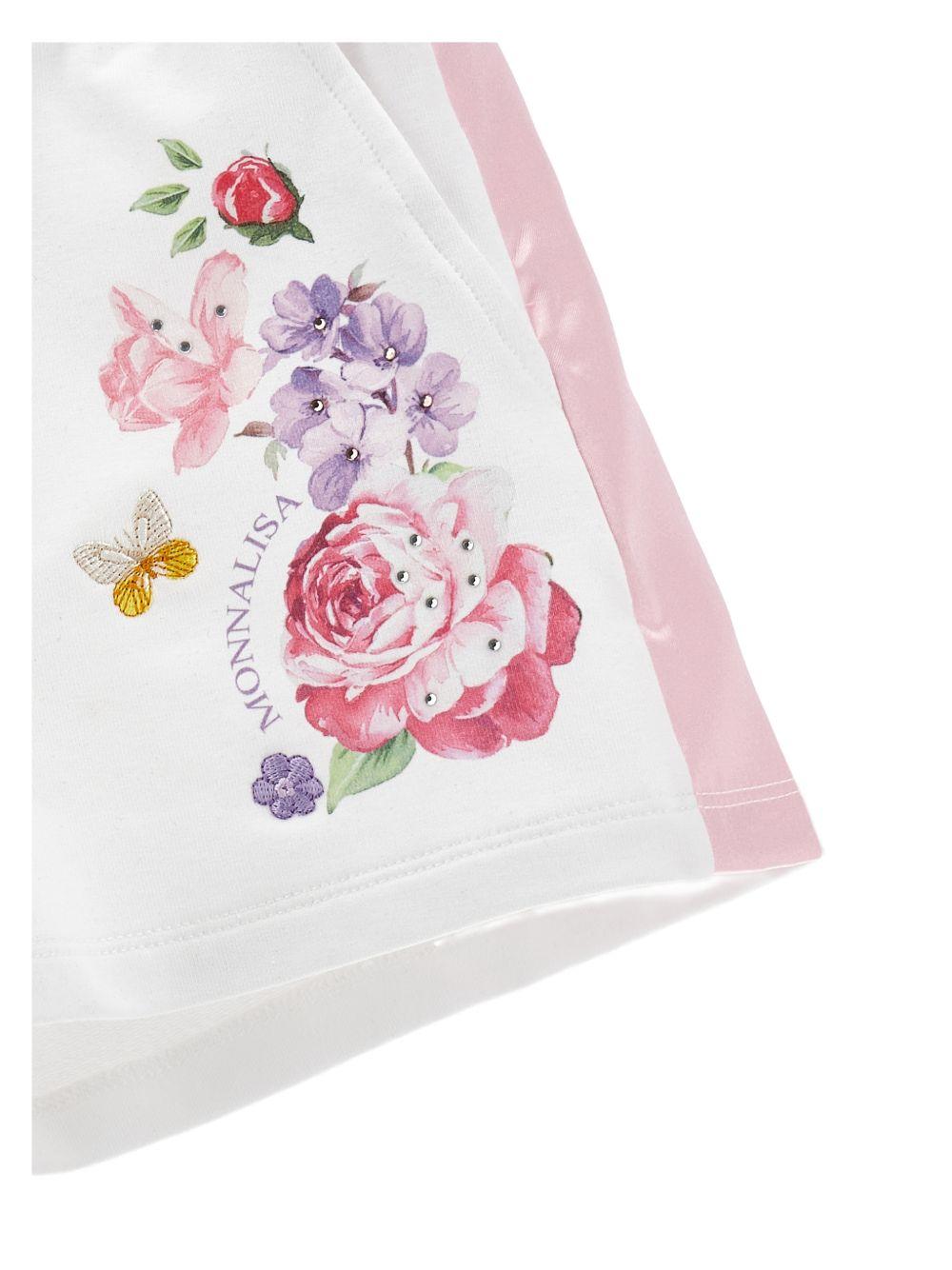 Shorts per bambina Monnalisa bianco con stampa a fiori 19G403 7007 9990 MONNALISA 