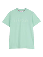 T-shirt per bambino Hugo Kids verde con logo goffrato G01014 72B Hugo 