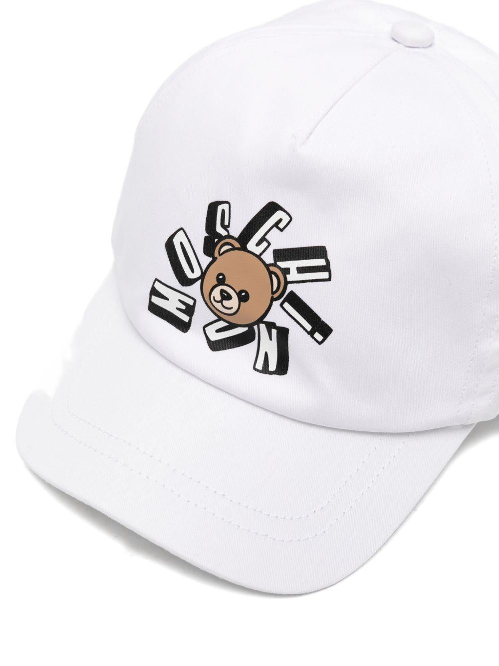 Cappello da baseball per bambini Moschino Kids bianco con logo sul davanti HVX01NLOA00 10101 MOSCHINO KIDS 