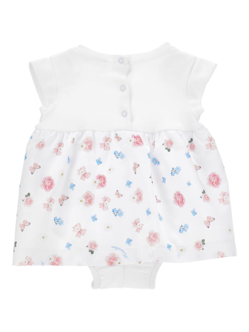 Abito per neonata Monnalisa bianco con stampa a fiori 35G210 7000 0099 MONNALISA 