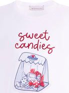 T-shirt per bambina Monnalisa Sweet Candies bianca con stampa grafica 11G609 7201 0099 MONNALISA 
